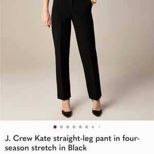 J. Crew Black Kate Straight-Leg Pants size 2P
